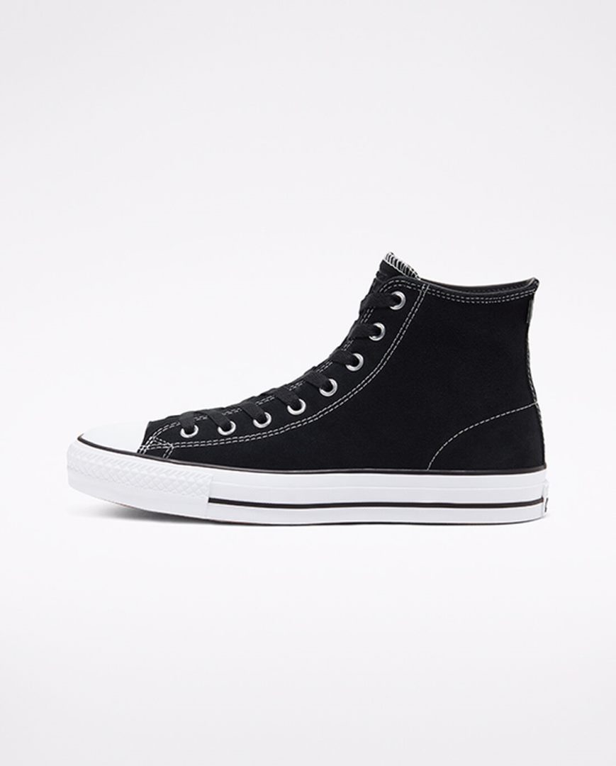 Zapatillas Skate Converse CONS Chuck Taylor All Star Pro Suede Mujer Negras Blancas | PE 57P420